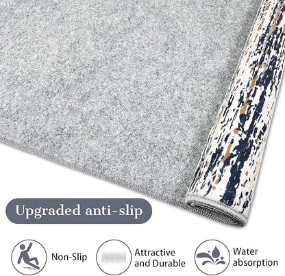 Modern Abstract Runner Rug 2x6 Runner Rugs with Non Slip Backing, Low Pile Soft Washable Runner for Hallway Entryway Laundry Bedroom Kitchen