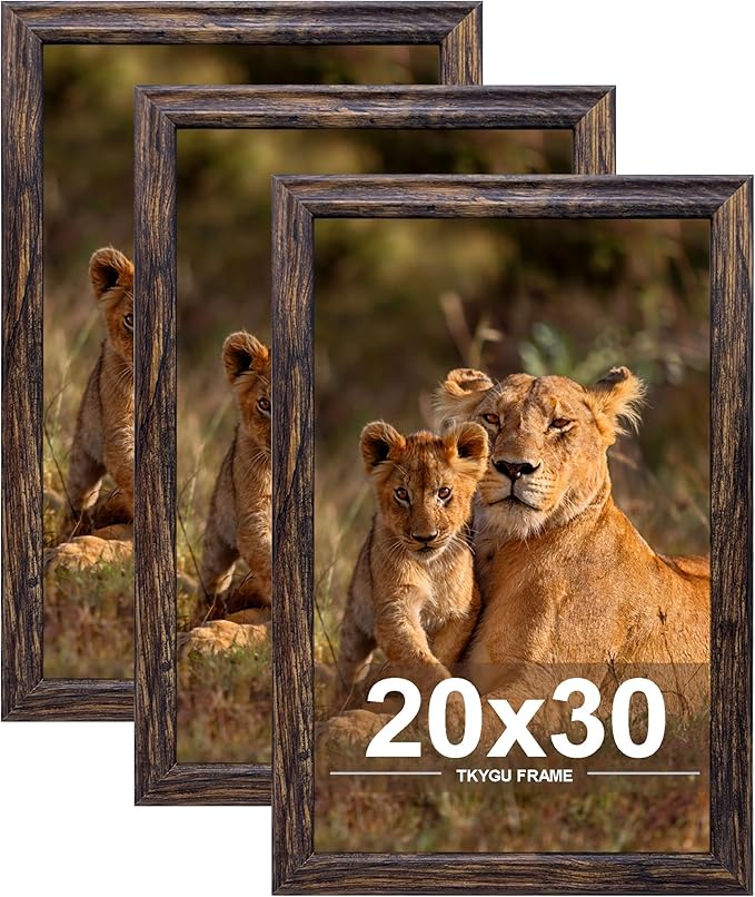 20x30 Picture Frame set of 3, Woode Frame brown, Vertical & Horizontal Wall Hanging Large Studio Gallery Poster Frame for Photos, Posters & Art Prints best gift