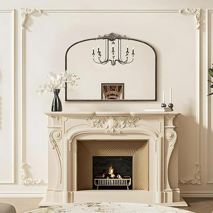 Besdomus Vintage Arched Black Mirror: 40"x29" French Large Arch Antique Wall Decorative Mirror - Baroque Traditional Ornate for Entryway/Bedroom/Fireplace/Bathroom- Home Decor for Interior Designers