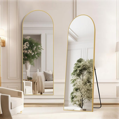 Simple Deluxe Arched Full Length Mirror, 59"x16" Large Floor Mirrors, for Wall Door Bedroom Bathroom Living Room (Gold)