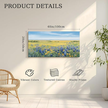crmotu Landscape Wall Art, Nature Wall Art, Large Wall Decor, Coastal Meadow Canvas Painting, Countryside Scenery Pictures Wall Decor Living Room Bedroom Bathroom Kitchen Art Prints 20x40inch
