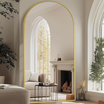 MELOMOIR Arched Oversized Floor Mirror, 81"x41", Large Full Body Mirror for Bedroom & Living Room, Gold Frame with Tempered Glass
