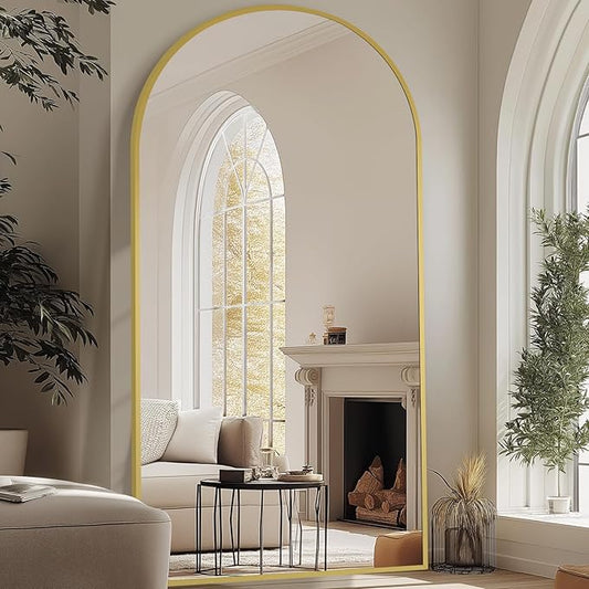 MELOMOIR Arched Oversized Floor Mirror, 81"x41", Large Full Body Mirror for Bedroom & Living Room, Gold Frame with Tempered Glass