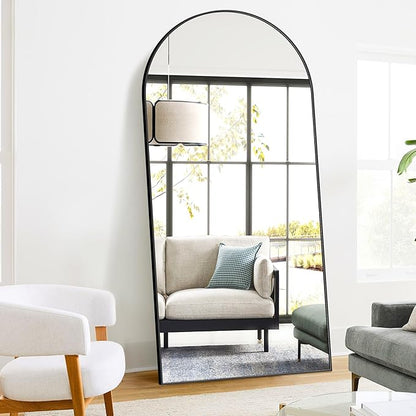 TRAHOME Full Length Arched Mirror, 75"x35" Standing Floor Full Body Mirror for Wall with Aluminum Alloy Frame for Bedroom, Living Room, Dressing Room(Black)