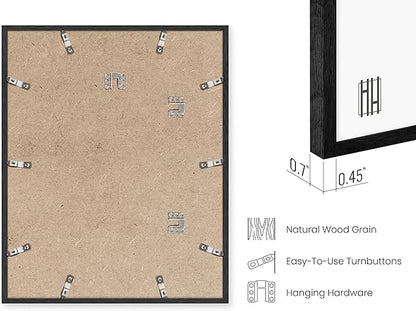HAUS AND HUES 16x20 Black Oak Frame Set of 3 - Wooden Poster Holders, Rustic Wall Display