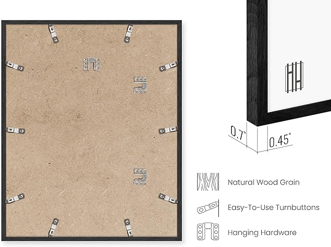 HAUS AND HUES 16x20 Black Oak Frame - Wooden Poster Holder, Rustic Wall Display