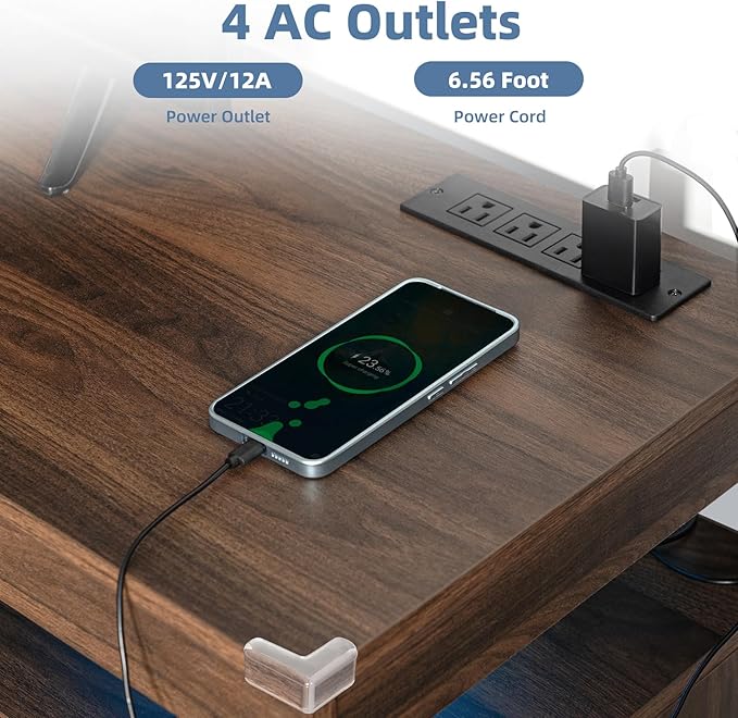 HOMMPA LED TV Stand for 55/50/43/40/32 Inch Modern Entertainment Center with Power Outlets, Gaming Consoles Storage, Media Table with LED Lights, Game Cabinet for Living Room Walnut