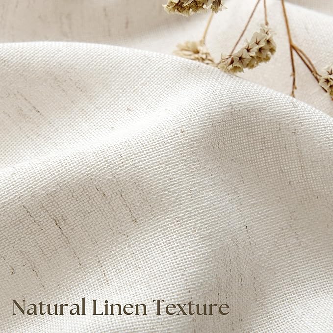 Small Curtains for Kitchen Windows 24 Inches Linen Natural Curtains Privacy Light Flitering Rod Pocket Drapes Rustic Boho Window Treatment for Laundry RV Campers, 2 Panels, 50x24 Inch