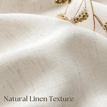 Small Curtains for Kitchen Windows 24 Inches Linen Natural Curtains Privacy Light Flitering Rod Pocket Drapes Rustic Boho Window Treatment for Laundry RV Campers, 2 Panels, 50x24 Inch