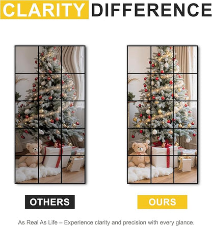 Large Window Pane Full Length Mirror for Wall, 28"x55" Black Rectangular Wall Mirror for Living Room, Bedroom, Entryway, Hanging or Leaning