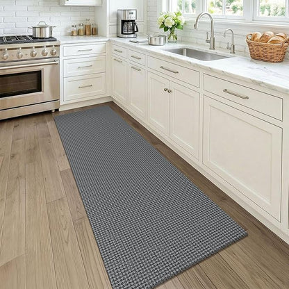 KOZYFLY Woven 2x7 Washable Kitchen Runner Rug, Non Slip Runners for Hallway, Cotton Entryway Runner, Braided Floor Carpet for Entry, Kitchen, Bedside, Hall, Grey/Dark Grey