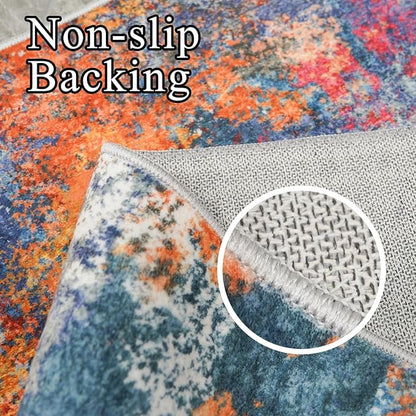 RUUGME Abstract Area Rug 10X14 - Large Soft Rugs for Living Room Abstract Colorful Rug Indoor Non Slip Low Pile Carpet for Bedroom Stain Resistant Thin Rug for Dining Room Kitchen 10X14 Colorful/multi
