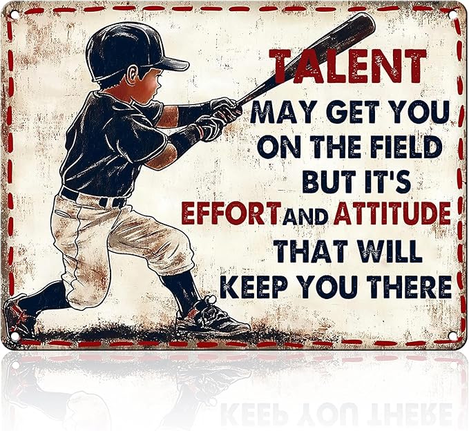 Vintage Tin Sign Baseball Decor for Boys Room Baseball Wall Decoration Motivational Quote Baseball Sign Baseball Posters For Boys Bedroom Wall Decoration 12x16 Inch