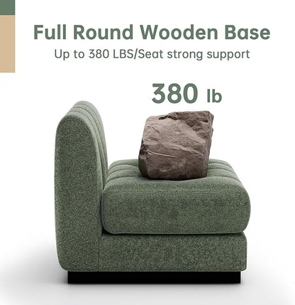 Morden Fort 96" Modular Sectional Sofa, Deep Seat Chenille Couch with High Density Foam Cushions, 3-Seat Modern Minimalist Sofa for Living Room Apartment, Green
