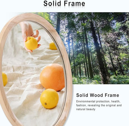 MAGFLERUM 24 Inch Round Wood Mirror - Circle Mirror for Nursery, Boho Style - Wall Decor for Bedroom, Living Room, Hallway (Nature)