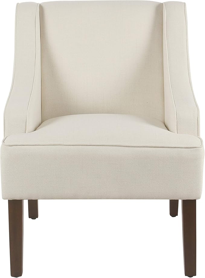 Homepop Upholstered Classic Swoop Arm Accent Chair Home Décor,Warm Ivory