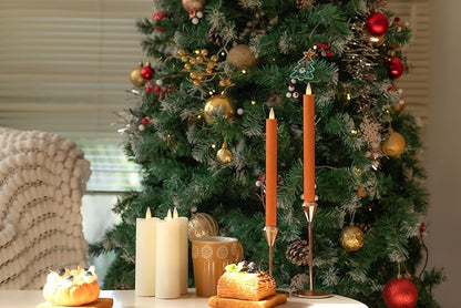 Flameless Taper Candles Flickering with Remote and Timer, 3D Moving Flame Taper Candle Battery Operated to 400 Hours, 9 Inch Window Candles, (Orange)