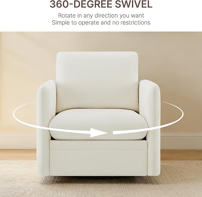 360° Swivel Accent Chair Set of 2,Upholstered Armchair with Deep Seat, Sturdy Metal Base for Living Room,Nursery,Bedroom,Linen