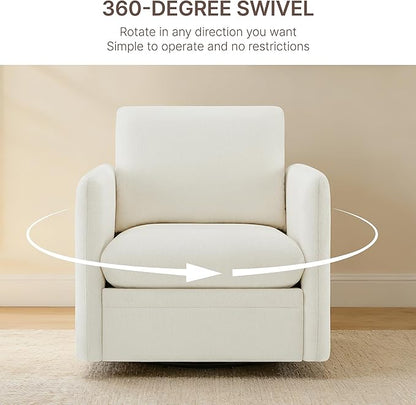 360° Swivel Accent Chair Set of 2,Upholstered Armchair with Deep Seat, Sturdy Metal Base for Living Room,Nursery,Bedroom,Linen