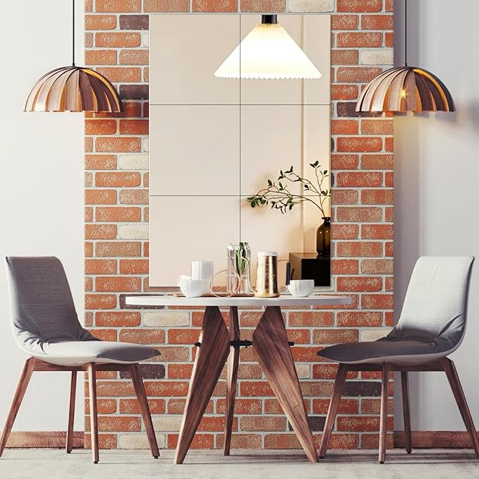 Abyssaly Mirror Stickers for Walls 4 Pack 11.8''x11.8'' Self Adhesive Stick on Mirrors Tiles Small Peel and Stick 2mm Unbreakable Wall Mirrors Decorative Sheets for Kitchen