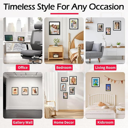 8x10 Picture Frame Set of 2, Black Photo Frame for Tabletop or Wall Display, Display Pictures 5x7 with Mat or 8x10 Without Mat, Frame Collage with HD Plexiglass for Gallery Wall Home Decor