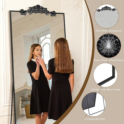 Antok 65"x22" Oversized Full Length Mirror, Extra Large Floor Mirror Freestanding or Wall-Mounted Mirror for Bedroom, Living Room, Cloakroom, Black