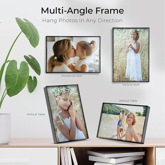 Mantello Front Loading Black Picture Frame - 4x6-Inch Photos -For Tabletop or Wall Decor - Artwork - 6 Pack