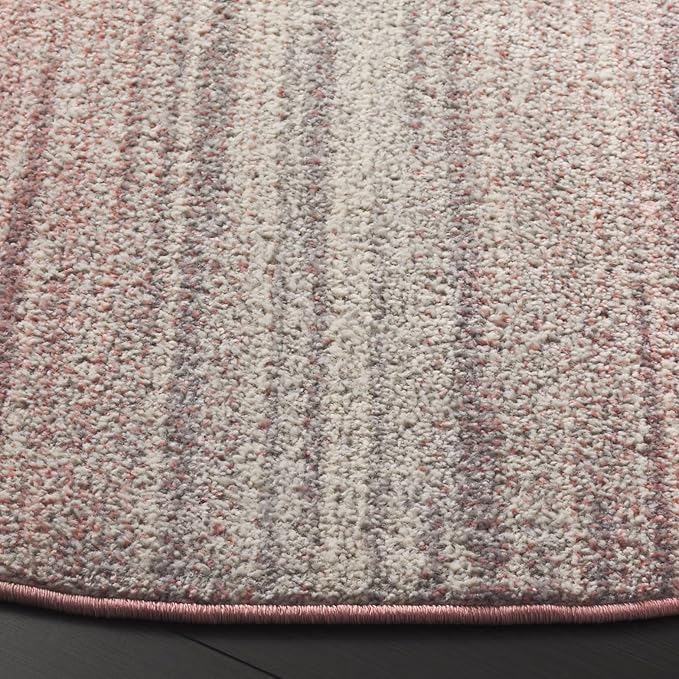 SAFAVIEH Adirondack Collection Area Rug - 6' Round, Blush & Grey, Modern Design, Non-Shedding & Easy Care, Ideal for The Living Room, Dining, Bedroom (ADR183U)