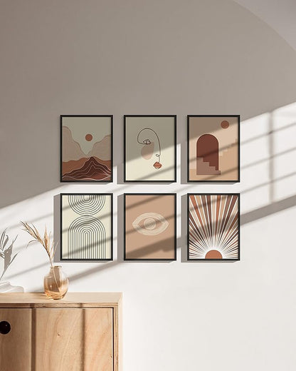 HAUS AND HUES 8.5x11 Black Oak Frame Set of 6 - Wooden Wall Display for Certificates & Art
