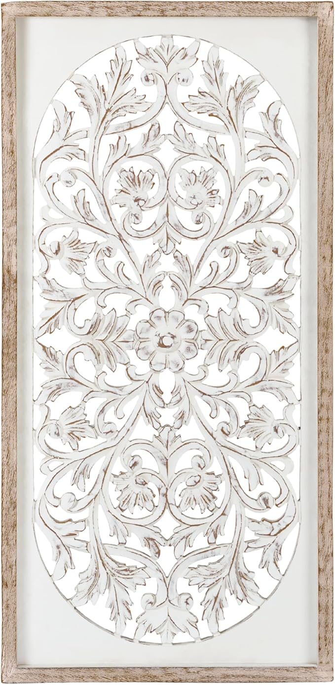 JFY Designs Wall Medallion - Wooden Wall Decor, Hand Carved & Embossed Decorative Wall Sculpture, Boho Farmhouse Wall Art, Perfect for Home, Office or any Living Space
