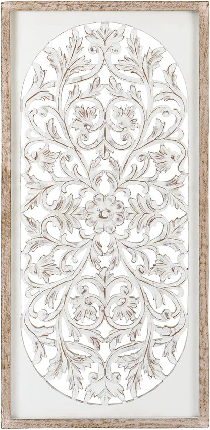JFY Designs Wall Medallion - Wooden Wall Decor, Hand Carved & Embossed Decorative Wall Sculpture, Boho Farmhouse Wall Art, Perfect for Home, Office or any Living Space