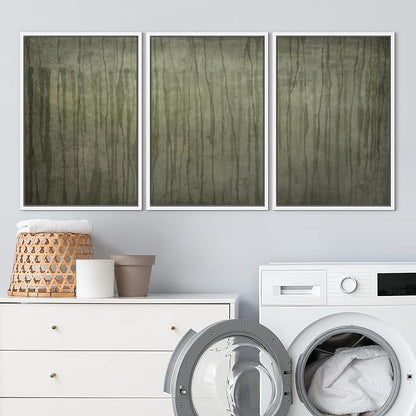 SIGNLEADER Framed Canvas Print Wall Art Set Olive Green Abstract Line Minimalist Earthy Illustrations Minimal Decorative Bohemian Nordic for Living Room, Bedroom, Office - 16"x24"x3 WHITE