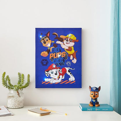 Nickelodeon Canvas Paw Patrol LED Wall Art,Childrens Wall Hanging Décor,11.5"x15.75"