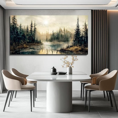 FUHAIHUA Canvas Wall Art For Living Room Large Wall Decor For Bedroom Modern Office Wall Decorations Forest River Landscape Paintings Farmhouse Pictures Artwork Room Aesthetic Home Decor 20x40 In