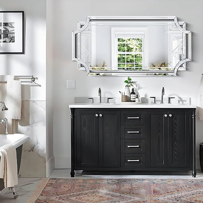 Chende Large Full Length Mirror for Wall, 59"x30" Large Decorative Mirror with Beveled Scalloped Corner, Modern Elegant Home Decor for Bedroom Living Room Bathroom Dressing Room Entryway Hallway