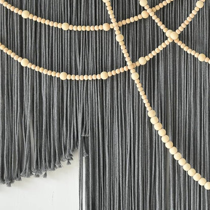 Flber Macrame Wall Hanging Boho Wall Art Beads Tassels Modern for Living Room Bedroom Large Geometric Wall Decor 57" W x 39" L