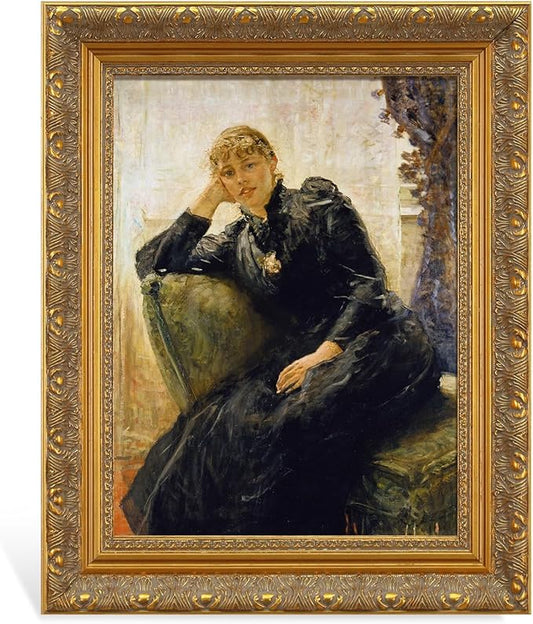 Antique Gold 5x7 Canvas Frame, 2.4” Wide Solid Wood Baroque Ornate Art Frame for Oil Paintings Floral Still Life Wedding Prints Pictures Posters, No Backboard & Glass