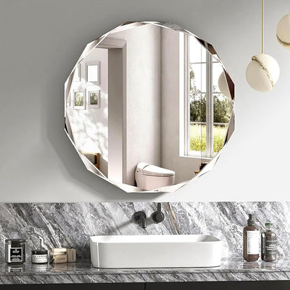 Bathroom Mirrors for Over Sink, Round Frameless Mirrors for Wall, 30x30 Inch Beveled Bathroom Mirror, Bathroom Vanity Circle Mirror for Bedroom Living Room Entryway Home Decor