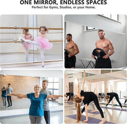 TRAHOME Home Gym Mirror for Wall,48x24x3PCS Full Length,Glass Frameless Body Large Mirror for Home Gym,Workout,Bedroom,Garage(Silver)