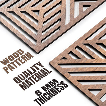 qmmp Modern Wooden Wall Sculptures - Set of 3 - Home Decor Accent - Large Wall Art for Living Room, Bedroom, Office - Easy Installation (Walnut, Large - Direction)