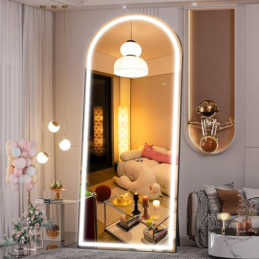 Hasipu 81"" x 33"" Led Mirror Full Length, Full Length Mirror with Lights Arch Design, Full Length led Mirror, Wall Mounted Mirror Dimming & 3 Color Modes, KM-A20585-H