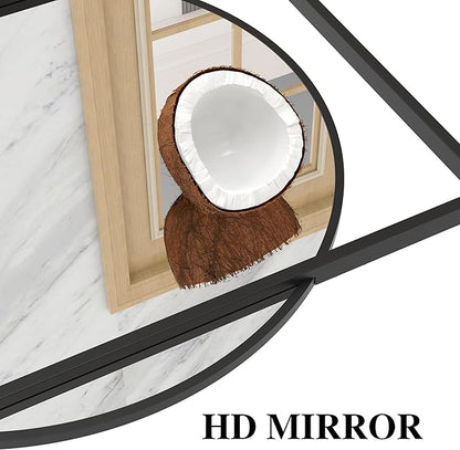28 x20 Inch Entryway Mirror with Hooks, Bathroom Mirror with Shelf, Rectangular Frame Round Wall Mirror with Shelf and Hooks, Vanity Mirror Decorative for Wall