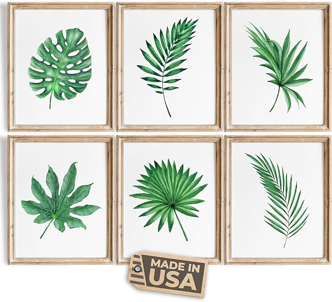 DREAM BIG PRINTABLES Tropical Leaves Art Prints (Set of 6) - Unframed 11x14