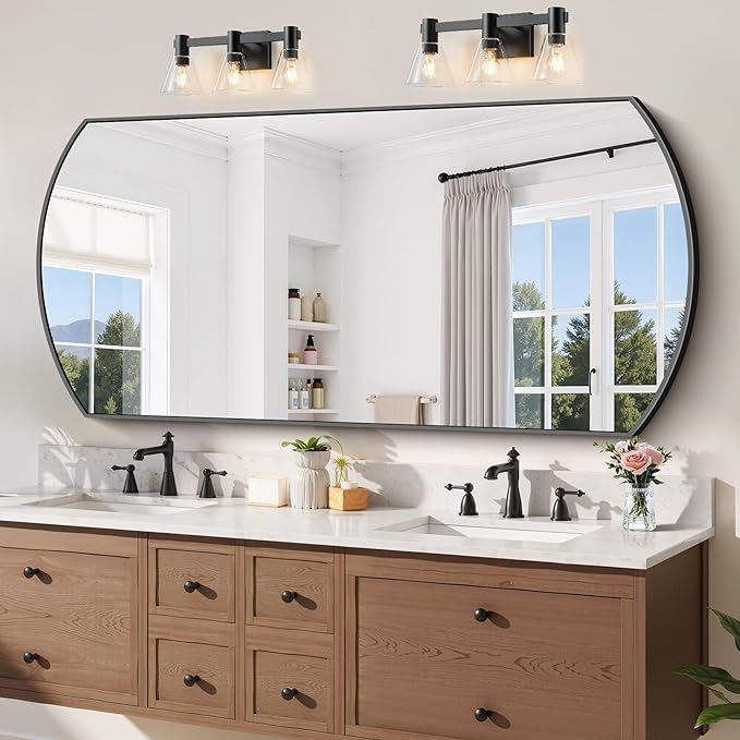 COFENY Bathroom Mirror, 30x60 Inch Black Oval Large Wall Mounted Mirror with Thin Metal Frame, Modern Bathroom Vanity Mirrors for Over Sink, Entryway, Living Room, Bedroom