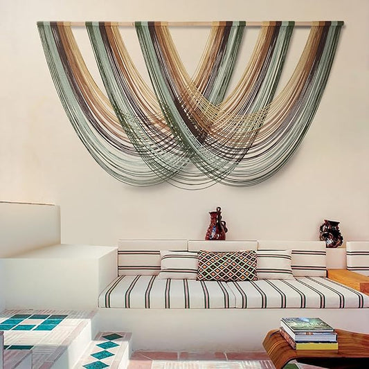 Flber Macrame Wall Hanging Boho Wall Decor Yarn Wall Art Tapestry Bedroom Living Room Nursery Apartment Home Decor 57" W x 31" L