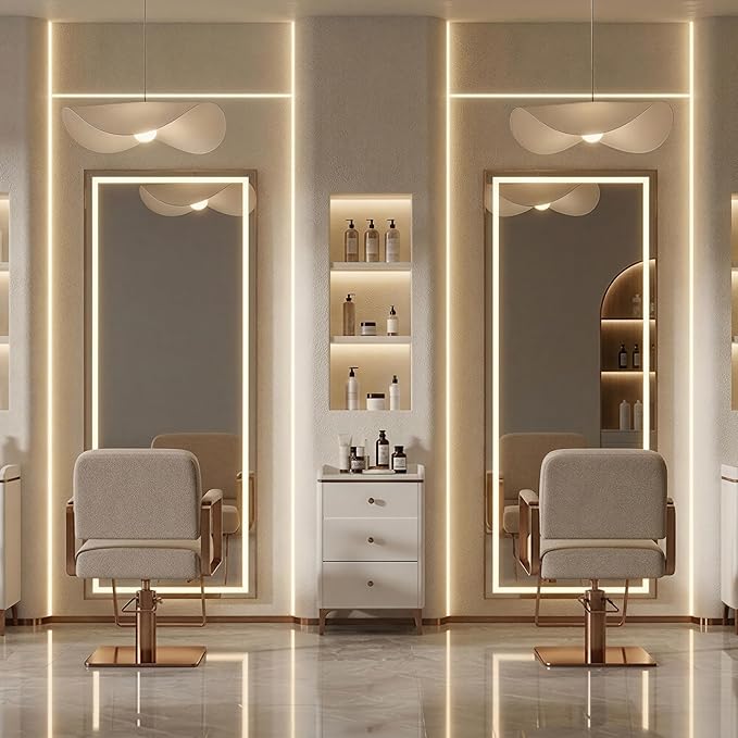 Full Length Mirror with Lights, 71" x 26" LED Floor Mirror, Full Body Dressing Standing Mirrors with Dimming & 3 Color Lighting, Hanging Mounted Mirrors for Living Room Bedroom Cloakroom
