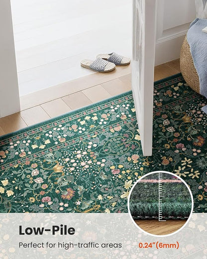 AMADA HOMEFURNISHING Entryway Rugs 2x3 Small Rug, Floral Washable Area Rug Door Mat with Non-Slip Backing, Soft Low Pile and Durable Edge Binding Throw Rug, for Entryway, Kitchen, Bathroom