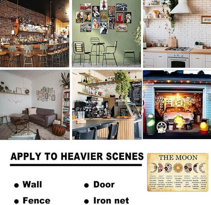 Fmcmly Vintage Metal Tin Signs Moon Phases Meanings Witchery Room Aesthetic Decoration New Year Sign Gift for Parents Home Kitchen Office Garage Bar Coffee Wall Decor 8x12 Inch