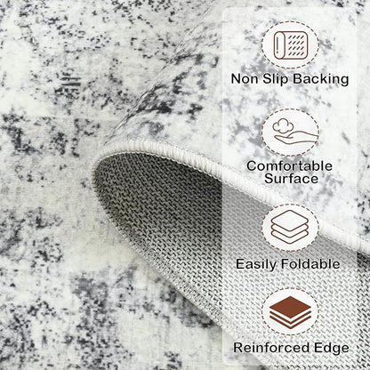 HOMORE Machine Washable Rug 6x9 Grey Rug for Living Room, Modern Neutral Rugs for Bedroom Non Slip Carpet for Kids Nursery Room, Gray Area Rugs for Dining Room Kitchen Dorm