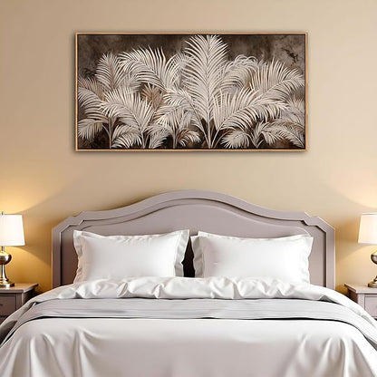 Boho Wall Art in Modern Brown, Minimalist Canvas Artwork for Living Room,Framed Large Wall Art for Bedroom Wall Decor - Textured Decorative Neutral Wall Pictures 20×40IN